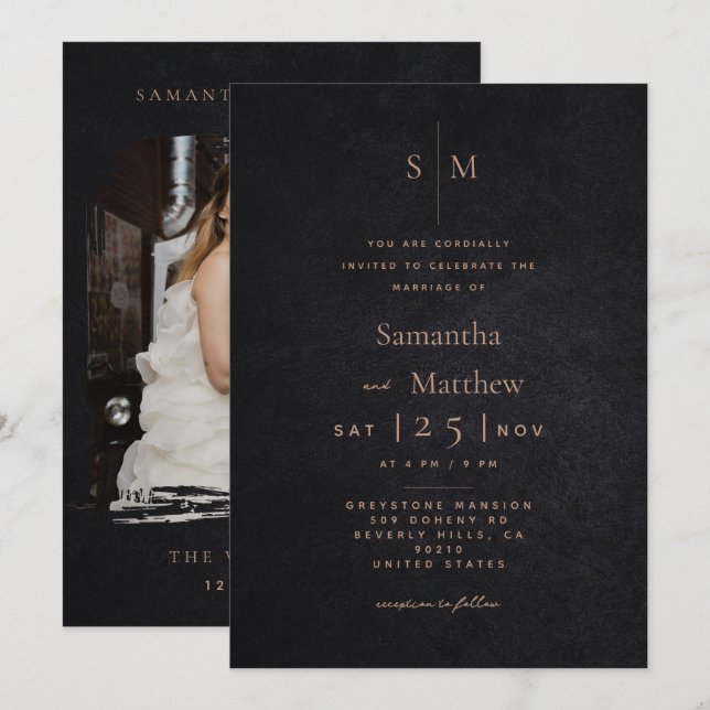 Convite de Casamento Minimalista Moderno com Foto (Frente/Verso)