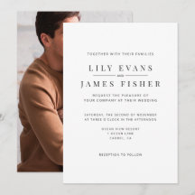 Convite de Casamento Minimalista Moderno com Foto