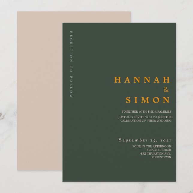 Convite de Casamento Minimalista Moderno de Outono (Frente/Verso)