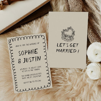 Convite de Casamento Minimalista Moderno Desenhado