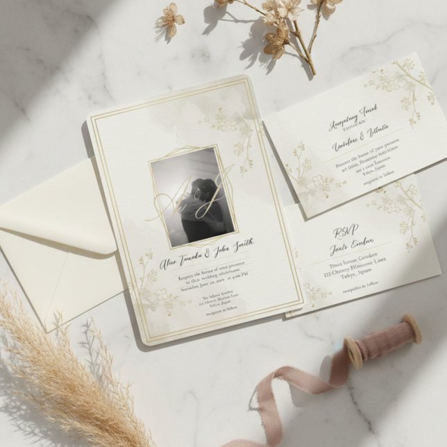 Convite de Casamento Minimalista Moderno – Elegant (Criador carregado)