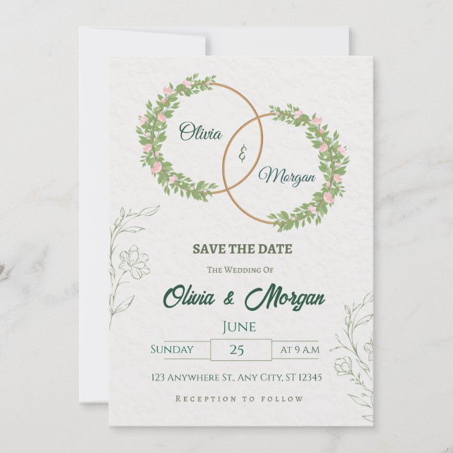 Convite de Casamento Minimalista Moderno Elegante (Frente)