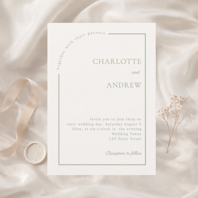 Convite de casamento minimalista moderno em marfim (Criador carregado)
