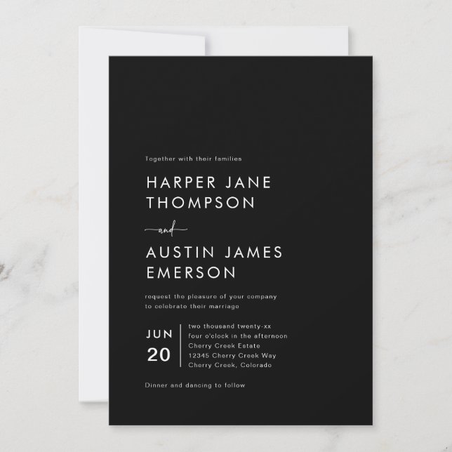 Convite de Casamento Minimalista Moderno Simples (Frente)