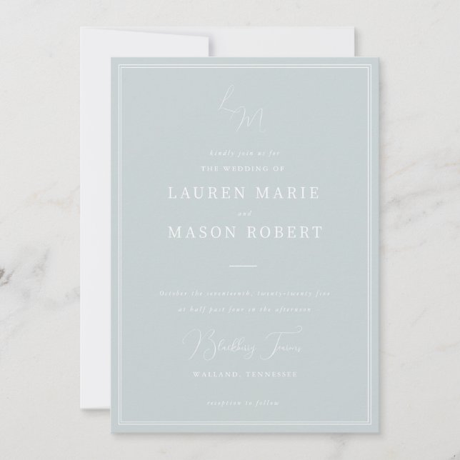 Convite de Casamento Minimalista Monograma (Frente)
