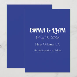 Convite de Casamento Minimalista Ousado em Azul Es