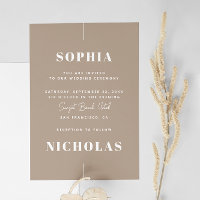 Convite de Casamento Minimalista Pastel Bege - Fot