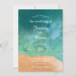 Convite de Casamento Minimalista Praia Oceano
