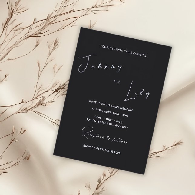 Convite de Casamento Minimalista Preto (Criador carregado)