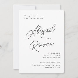 Convite de Casamento Minimalista Preto Branco com