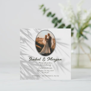 Convite de Casamento Minimalista Preto Branco,foto