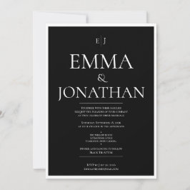 Convite de Casamento Minimalista Preto e Branco