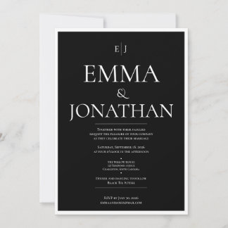Convite de Casamento Minimalista Preto e Branco