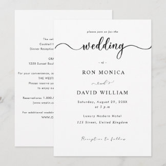 Convite de Casamento Minimalista Preto e Branco
