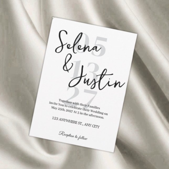 Convite de Casamento Minimalista Preto e Branco (Criador carregado)