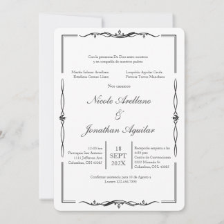 Convite de casamento minimalista preto e branco