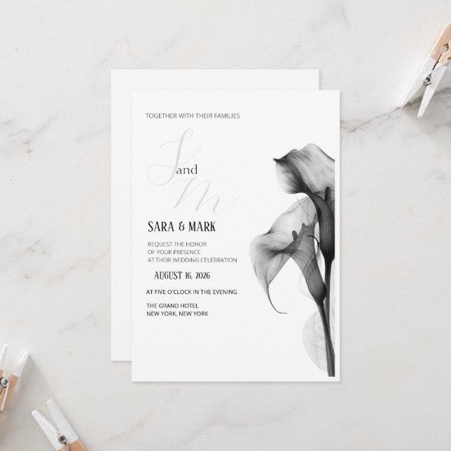 Convite de Casamento Minimalista Preto e Branco Ca (Frente/Verso In Situ)