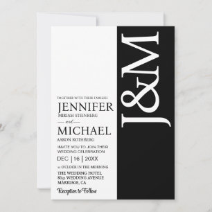 Convite de Casamento Minimalista Preto e Branco co