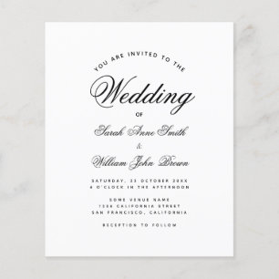 Convite de Casamento Minimalista Preto e Branco Ec