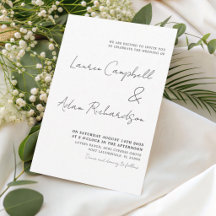 Convite de Casamento Minimalista Preto e Branco em