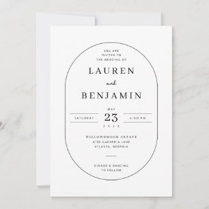 Convite de Casamento Minimalista Preto Elegante