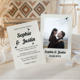 Convite de Casamento Minimalista Retro com Foto