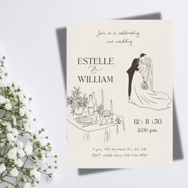 Convite de Casamento Minimalista Romântico (Criador carregado)