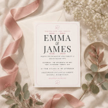 Convite de Casamento Minimalista Rosa Po dusty Edi