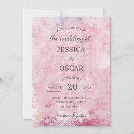 Convite de Casamento Minimalista Rosa Rústico