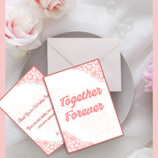 Convite de Casamento Minimalista Rosa Together For