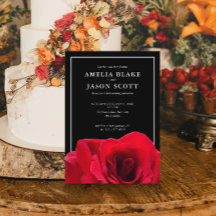 Convite de Casamento Minimalista Rosa Vermelha em