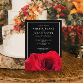 Convite de Casamento Minimalista Rosa Vermelha em