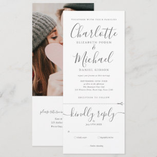 Convite de Casamento Minimalista Roteiro Moderno T