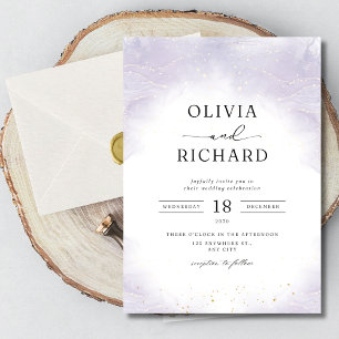 Convite de Casamento Minimalista Roxo Moderno Eleg