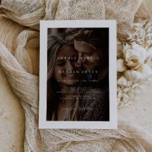 Convite de Casamento Minimalista Rústico com Foto