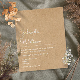 Convite de casamento minimalista rústico kraft orç