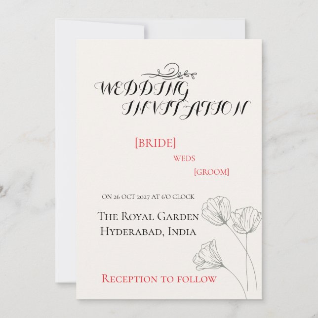 Convite de Casamento Minimalista Simples (Frente)