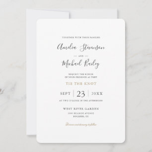 Convite de Casamento Minimalista Simples Cartão Pl
