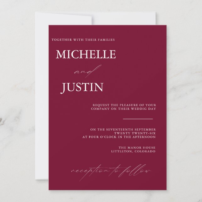 Convite de Casamento Minimalista Simples Moderno (Frente)