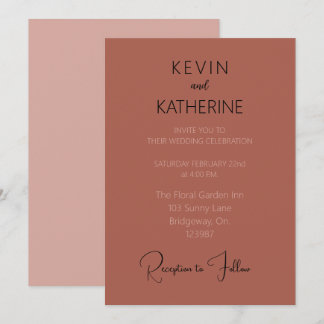 Convite de Casamento Minimalista Terracota