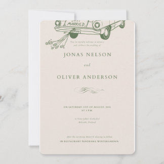 Convite de Casamento Minimalista Verde 2025