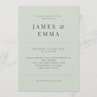 Convite de Casamento Minimalista Verde Claro