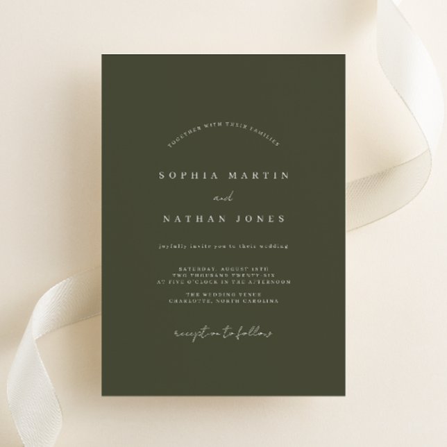 Convite de Casamento Minimalista Verde Oliva (Criador carregado)