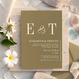 Convite de Casamento Minimalista Verde Oliva Elega
