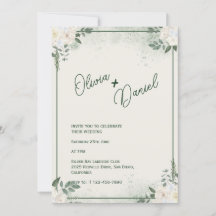 Convite de Casamento Minimalista Verde Suave
