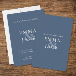 Convite de Casamento Mínimo Azul Sem Muda