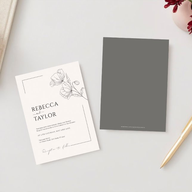 convite de Casamento Mínimo Elegante bege (Criador carregado)