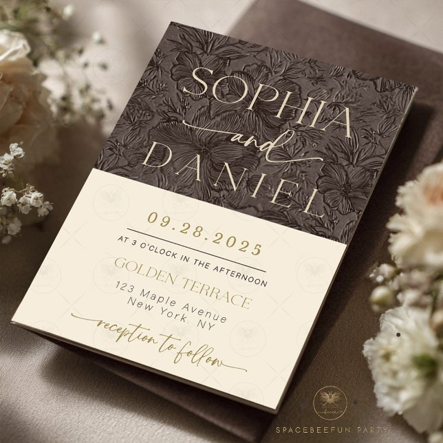 Convite de casamento modelo de chocolate moca eleg (Elegant Chocolate Mocha Wedding Templat invitation)