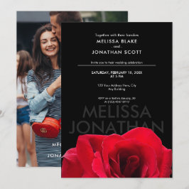 Convite de Casamento Modelo Rosa Preta e Vermelha
