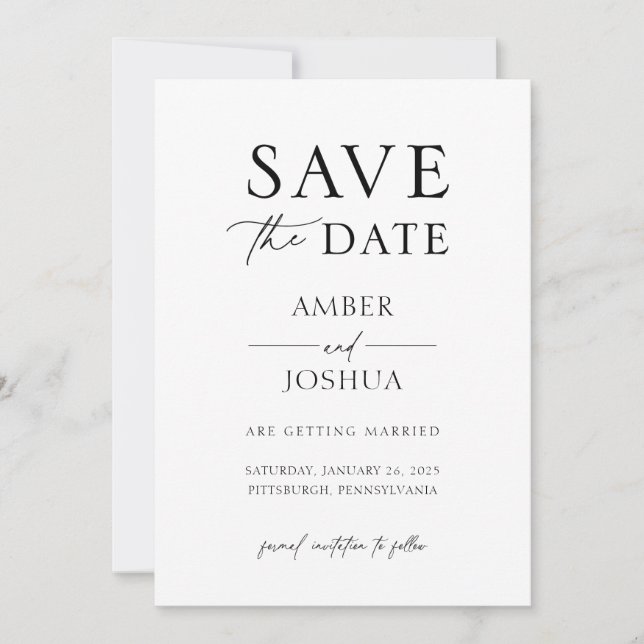 Convite de casamento Modern Classic Save the Date (Frente)